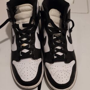 Nike Black and White Sneakers with Orange Logo